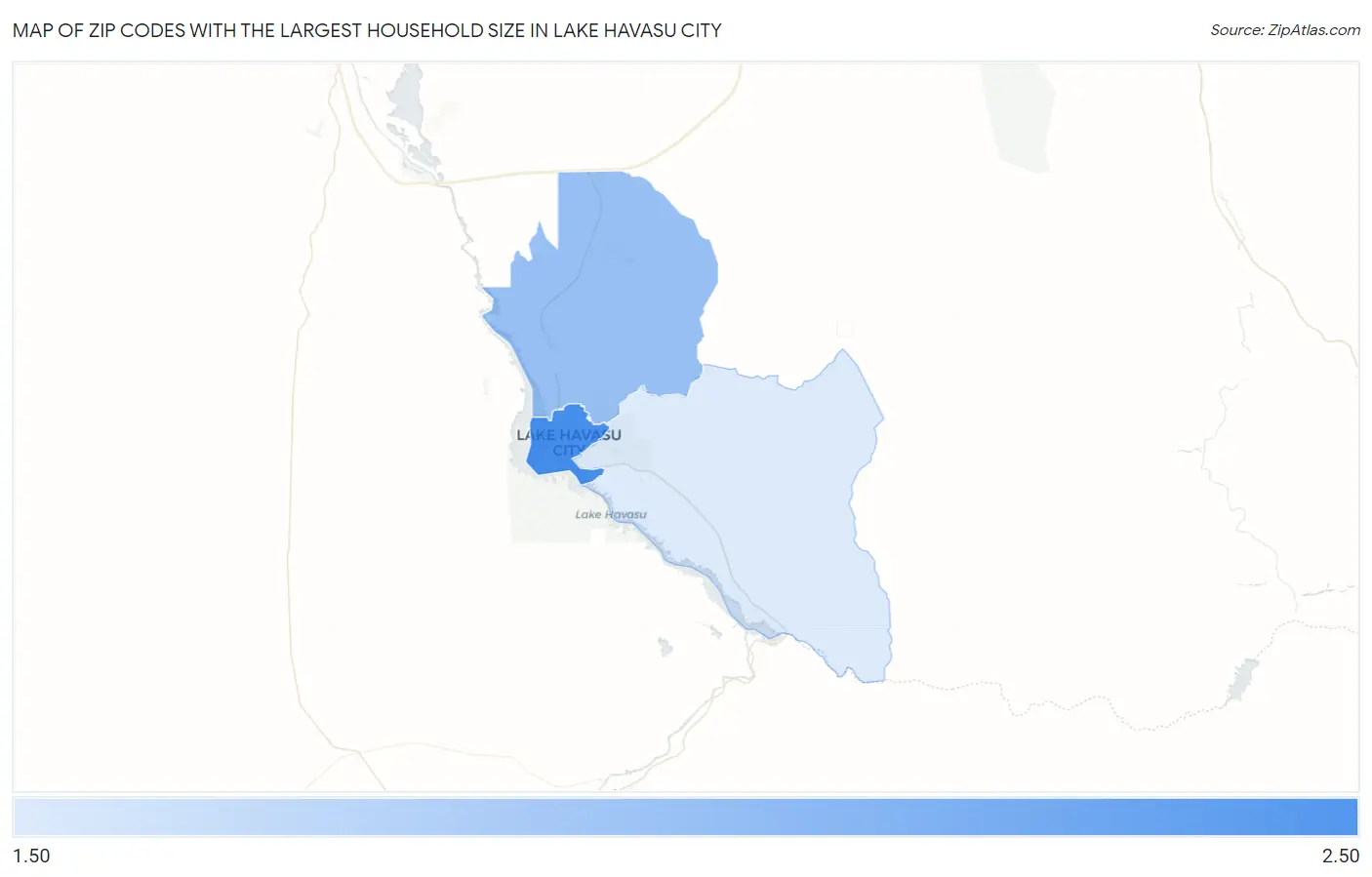 Zip Codes with the Largest Household Size in Lake Havasu City Map