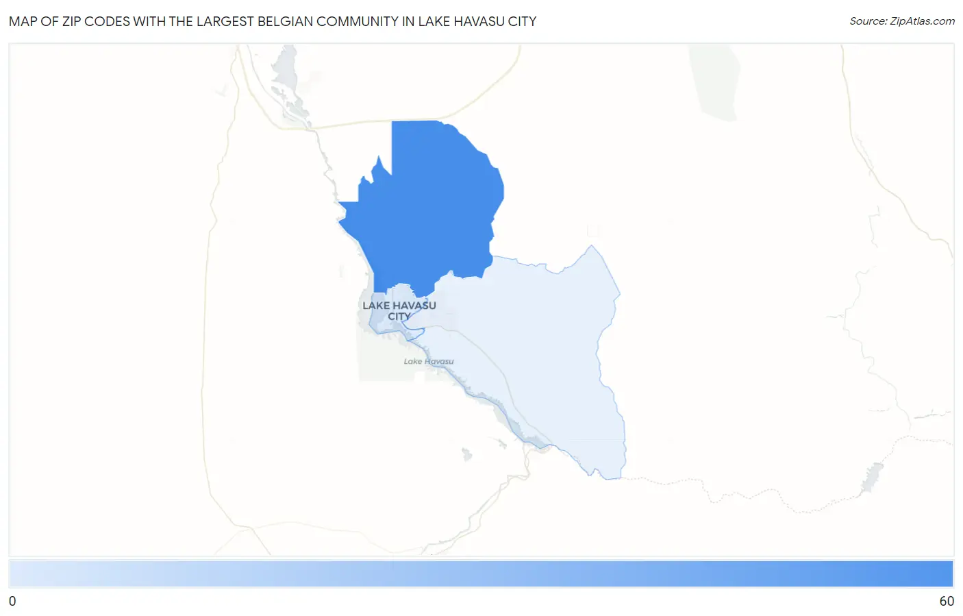 Zip Codes with the Largest Belgian Community in Lake Havasu City Map