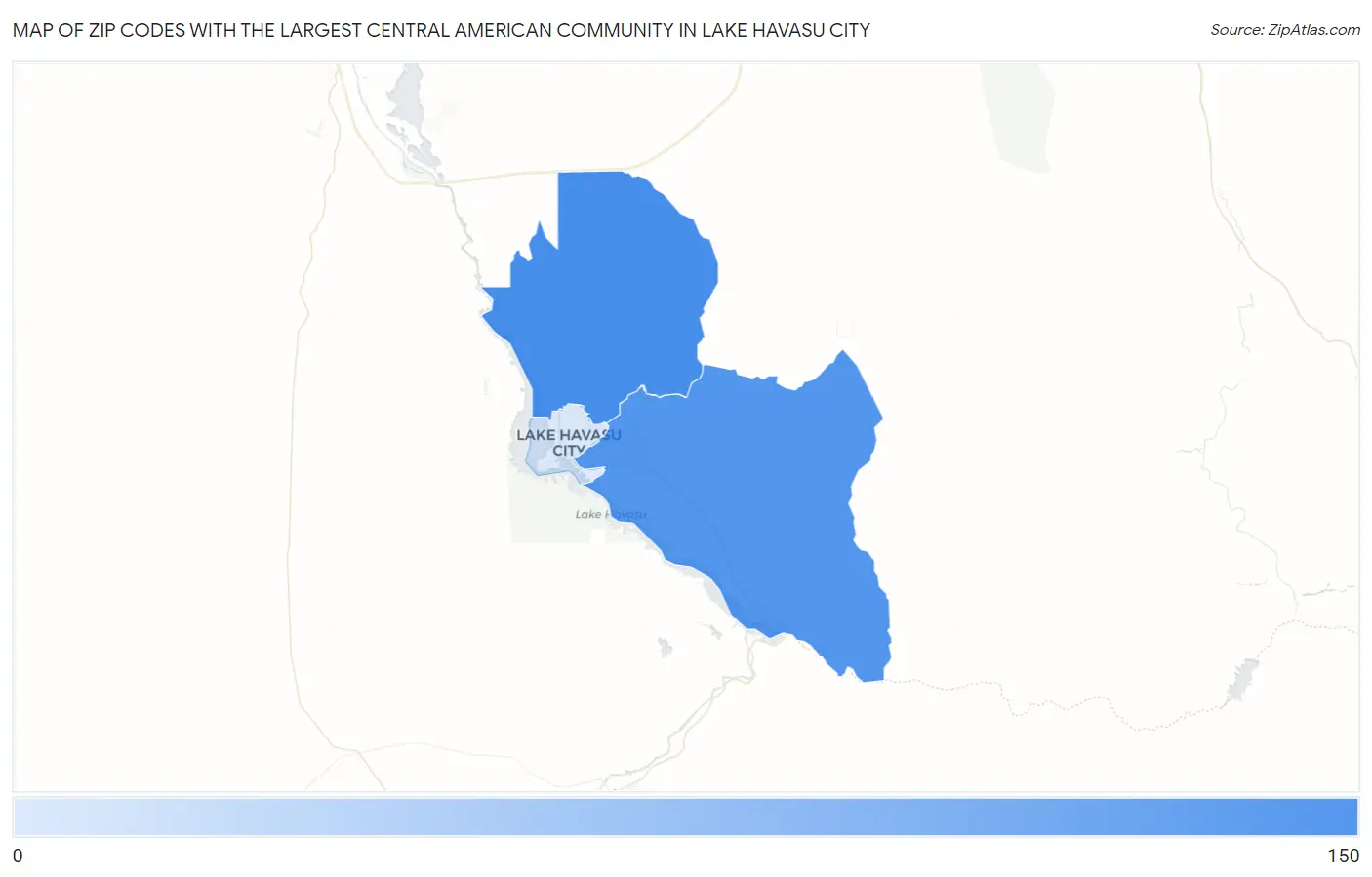 Zip Codes with the Largest Central American Community in Lake Havasu City Map