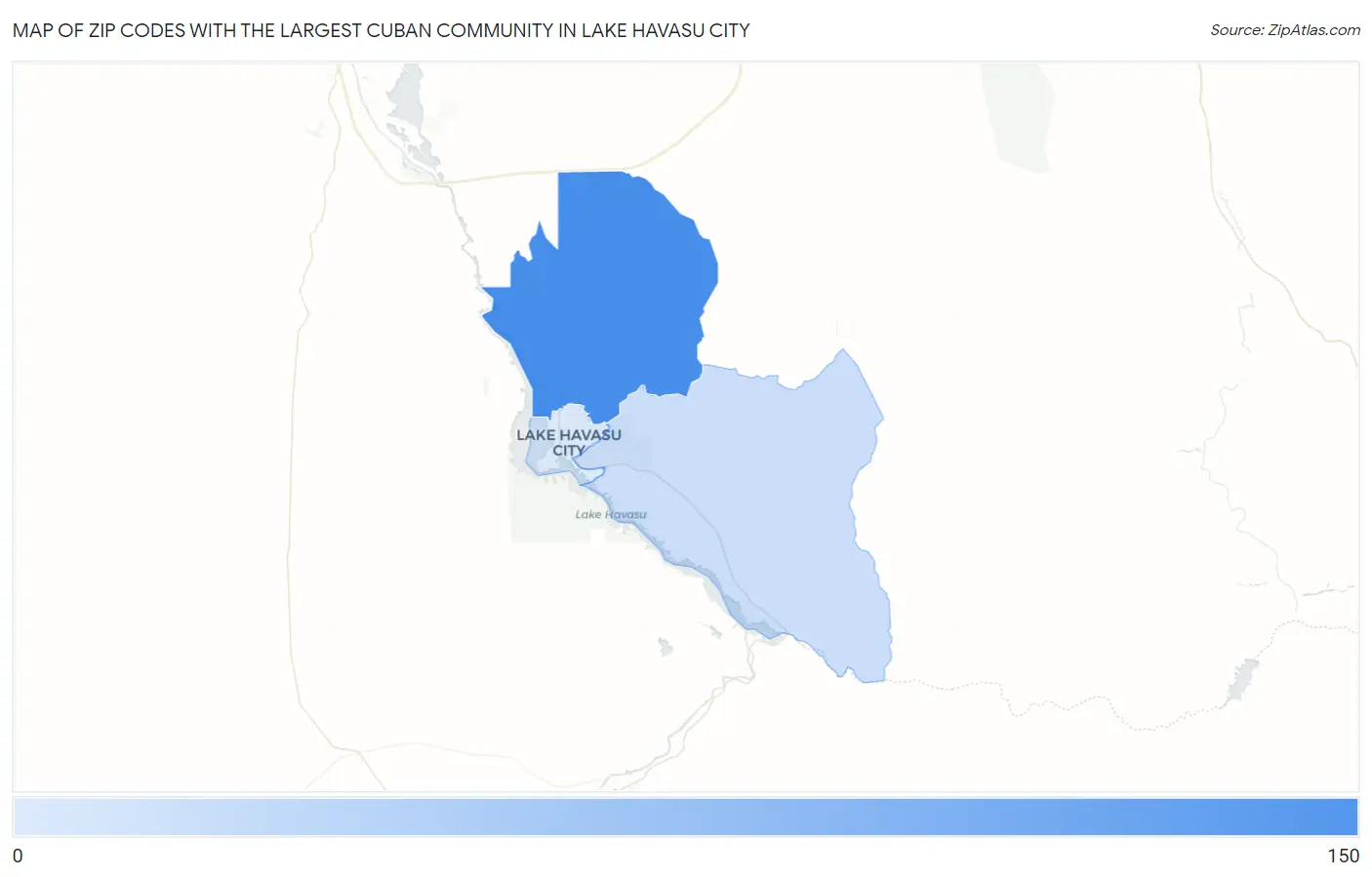 Zip Codes with the Largest Cuban Community in Lake Havasu City Map