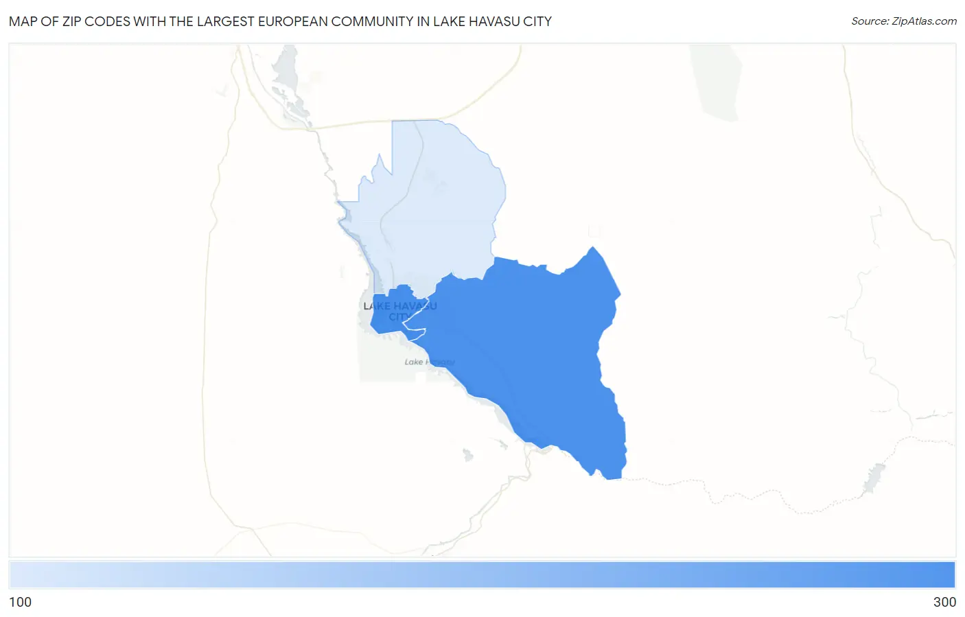 Zip Codes with the Largest European Community in Lake Havasu City Map