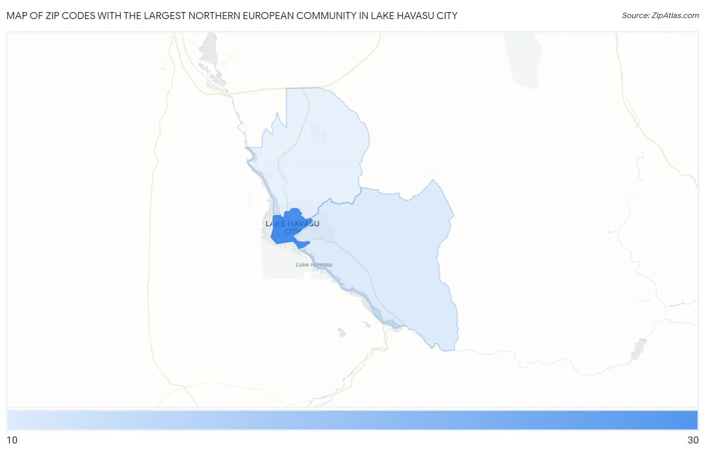 Zip Codes with the Largest Northern European Community in Lake Havasu City Map