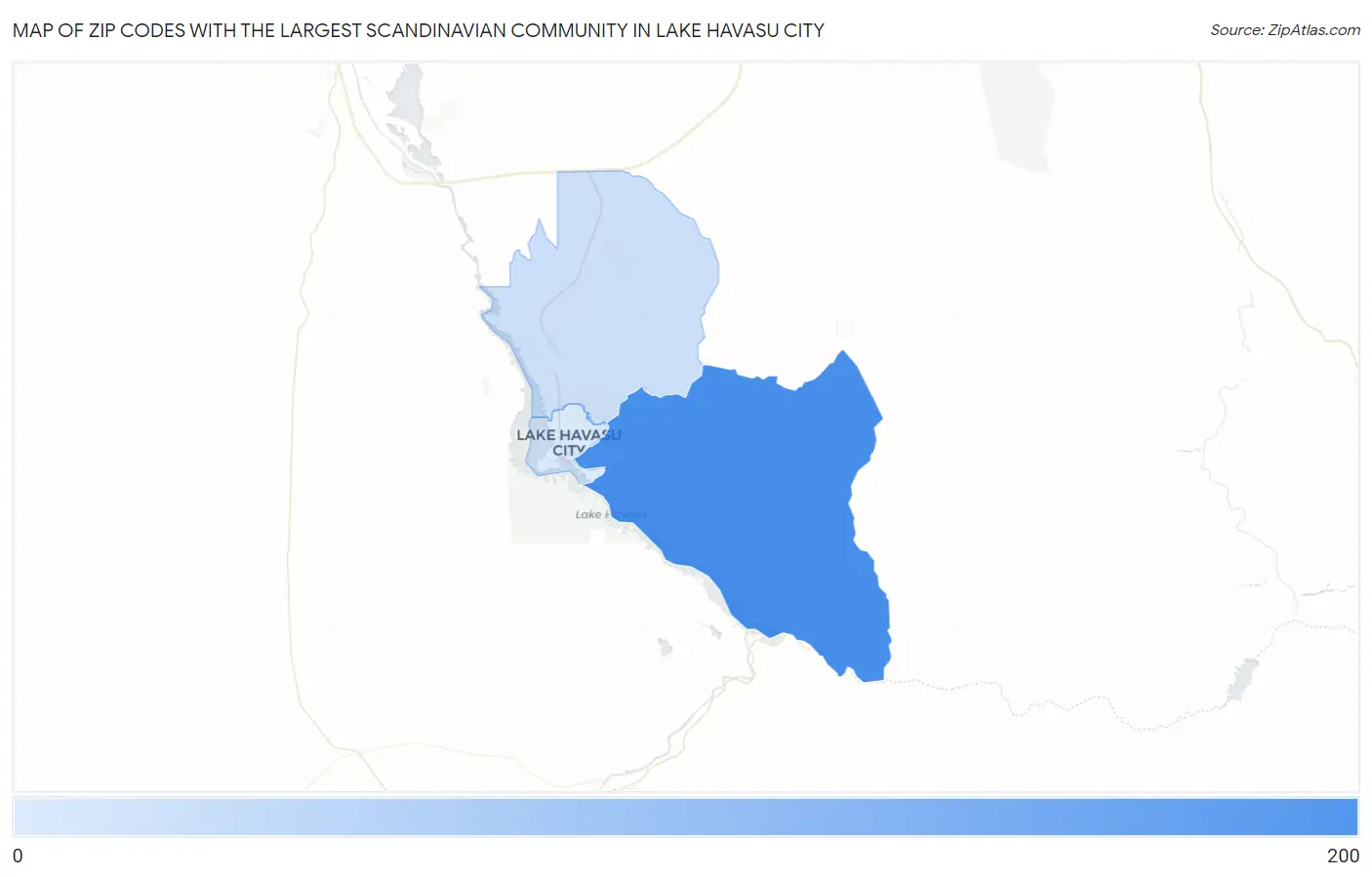 Zip Codes with the Largest Scandinavian Community in Lake Havasu City Map