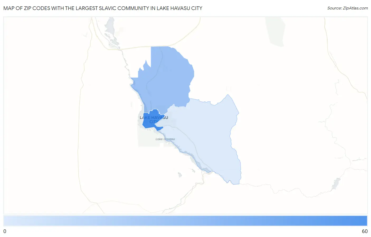 Zip Codes with the Largest Slavic Community in Lake Havasu City Map