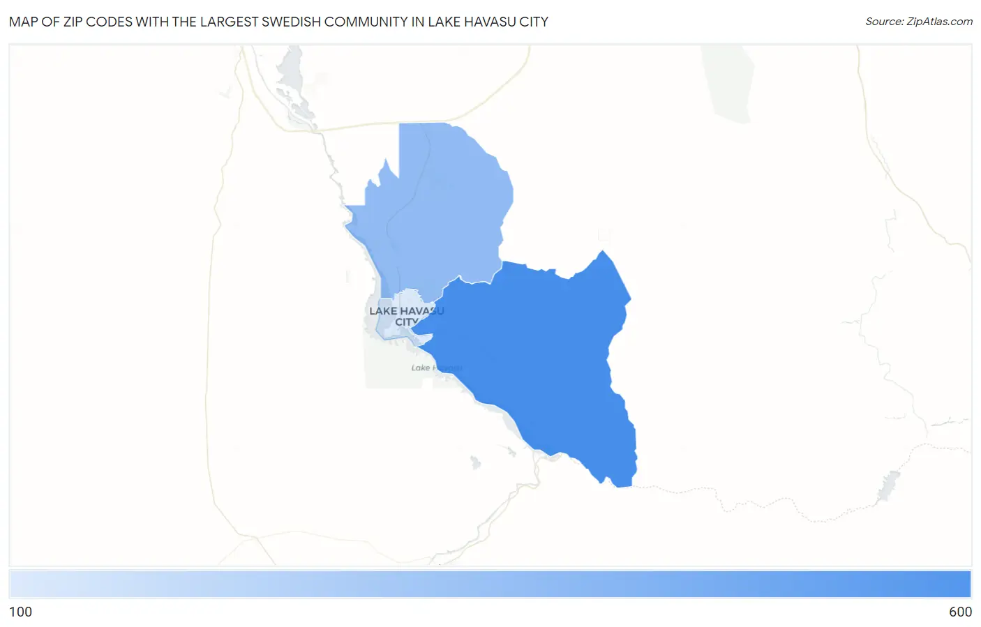 Zip Codes with the Largest Swedish Community in Lake Havasu City Map