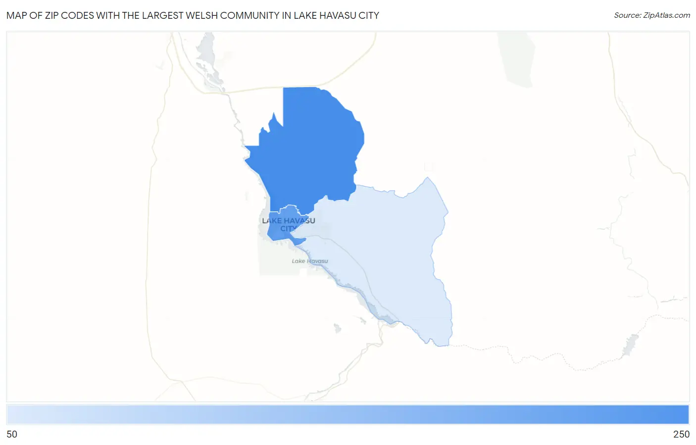 Zip Codes with the Largest Welsh Community in Lake Havasu City Map