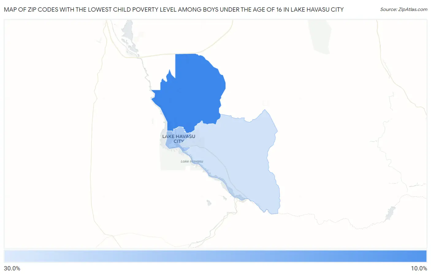 Zip Codes with the Lowest Child Poverty Level Among Boys Under the Age of 16 in Lake Havasu City Map