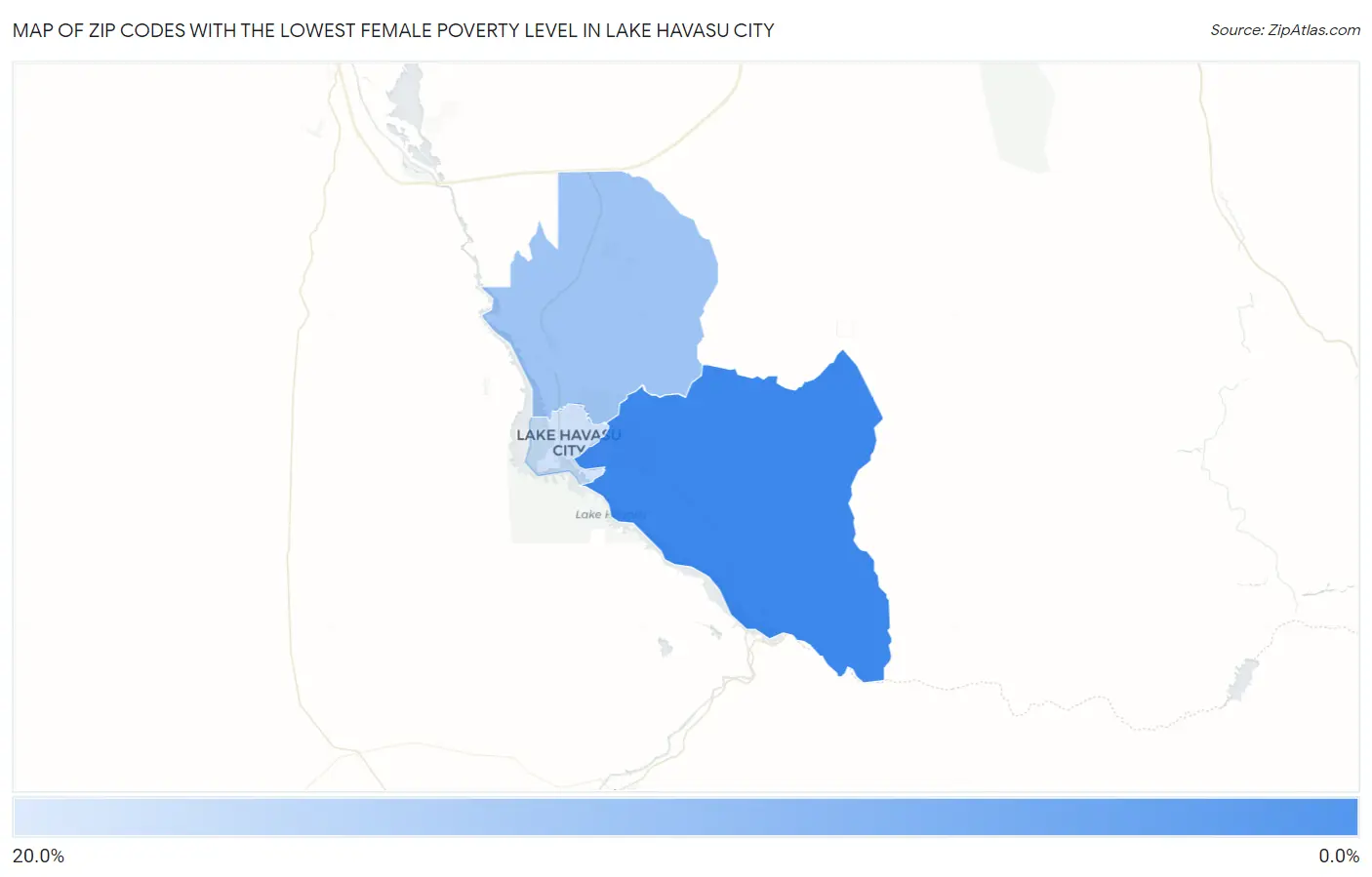 Zip Codes with the Lowest Female Poverty Level in Lake Havasu City Map