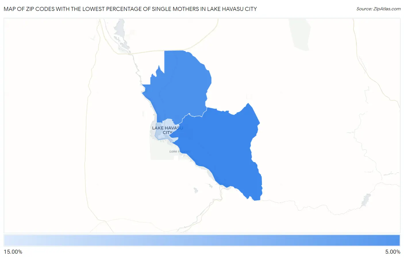 Zip Codes with the Lowest Percentage of Single Mothers in Lake Havasu City Map