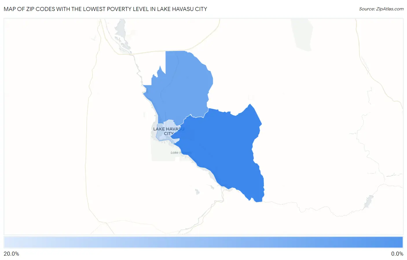 Zip Codes with the Lowest Poverty Level in Lake Havasu City Map