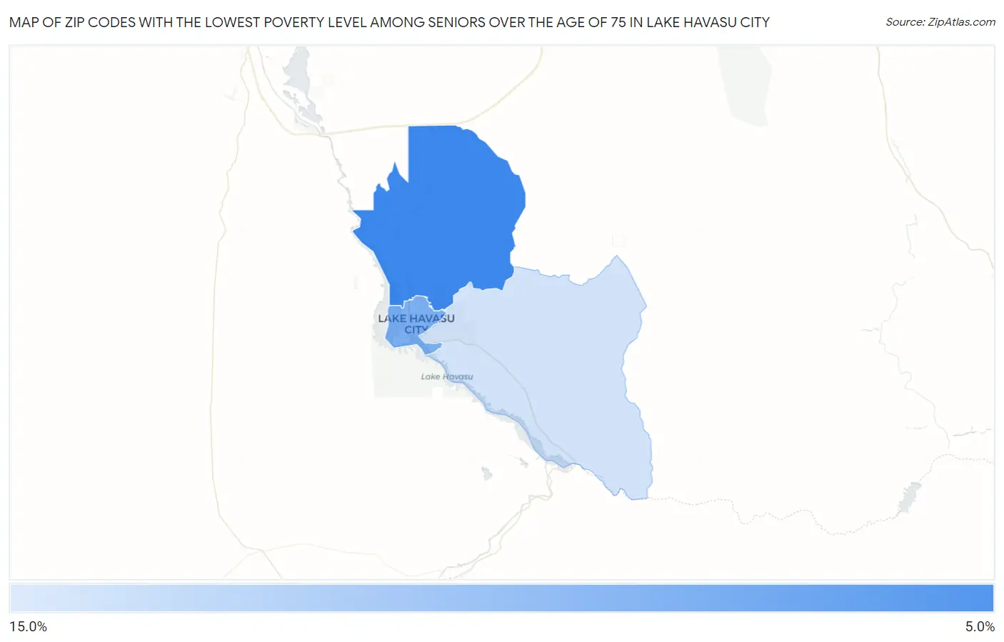 Zip Codes with the Lowest Poverty Level Among Seniors Over the Age of 75 in Lake Havasu City Map