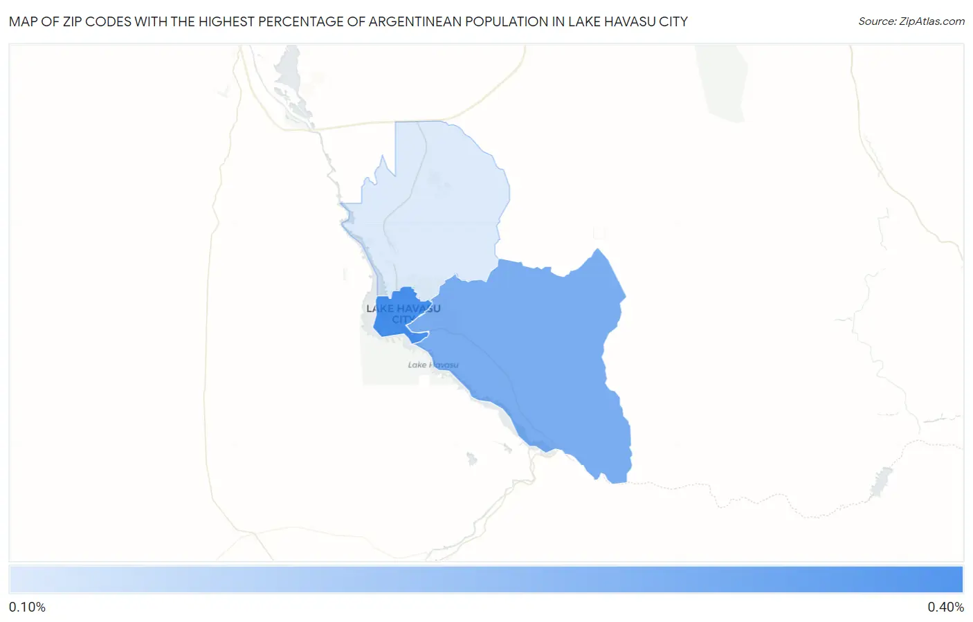 Zip Codes with the Highest Percentage of Argentinean Population in Lake Havasu City Map