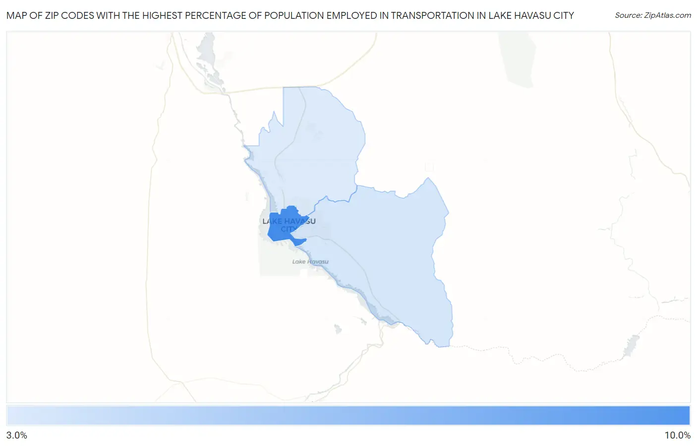 Zip Codes with the Highest Percentage of Population Employed in Transportation in Lake Havasu City Map
