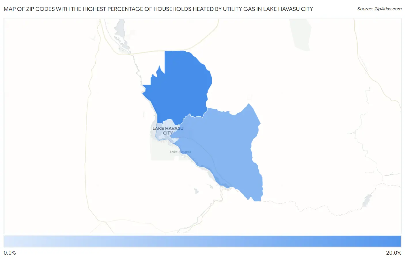 Zip Codes with the Highest Percentage of Households Heated by Utility Gas in Lake Havasu City Map