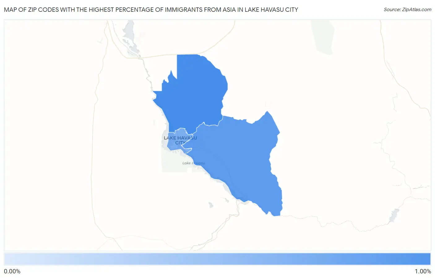Zip Codes with the Highest Percentage of Immigrants from Asia in Lake Havasu City Map