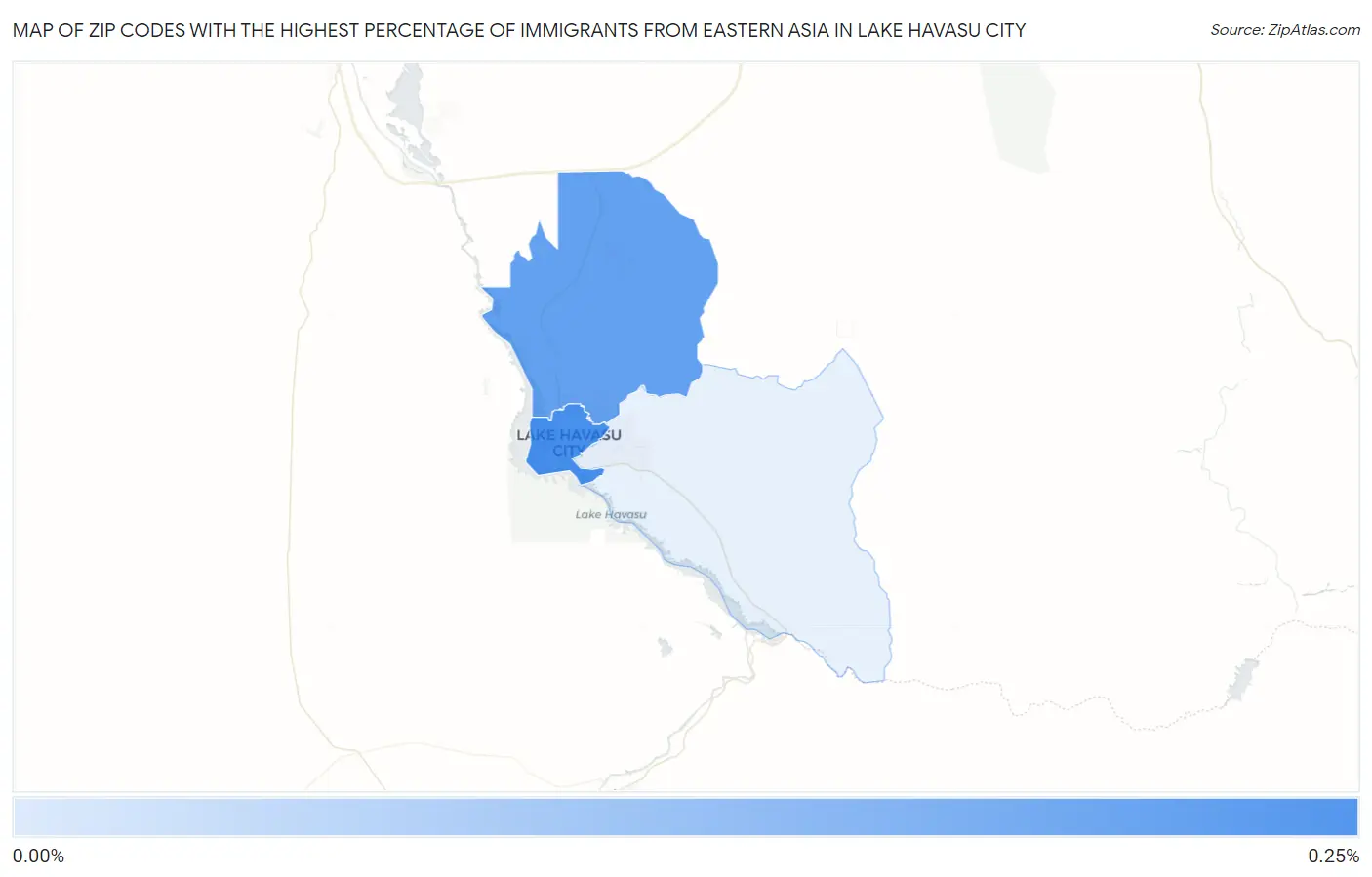 Zip Codes with the Highest Percentage of Immigrants from Eastern Asia in Lake Havasu City Map