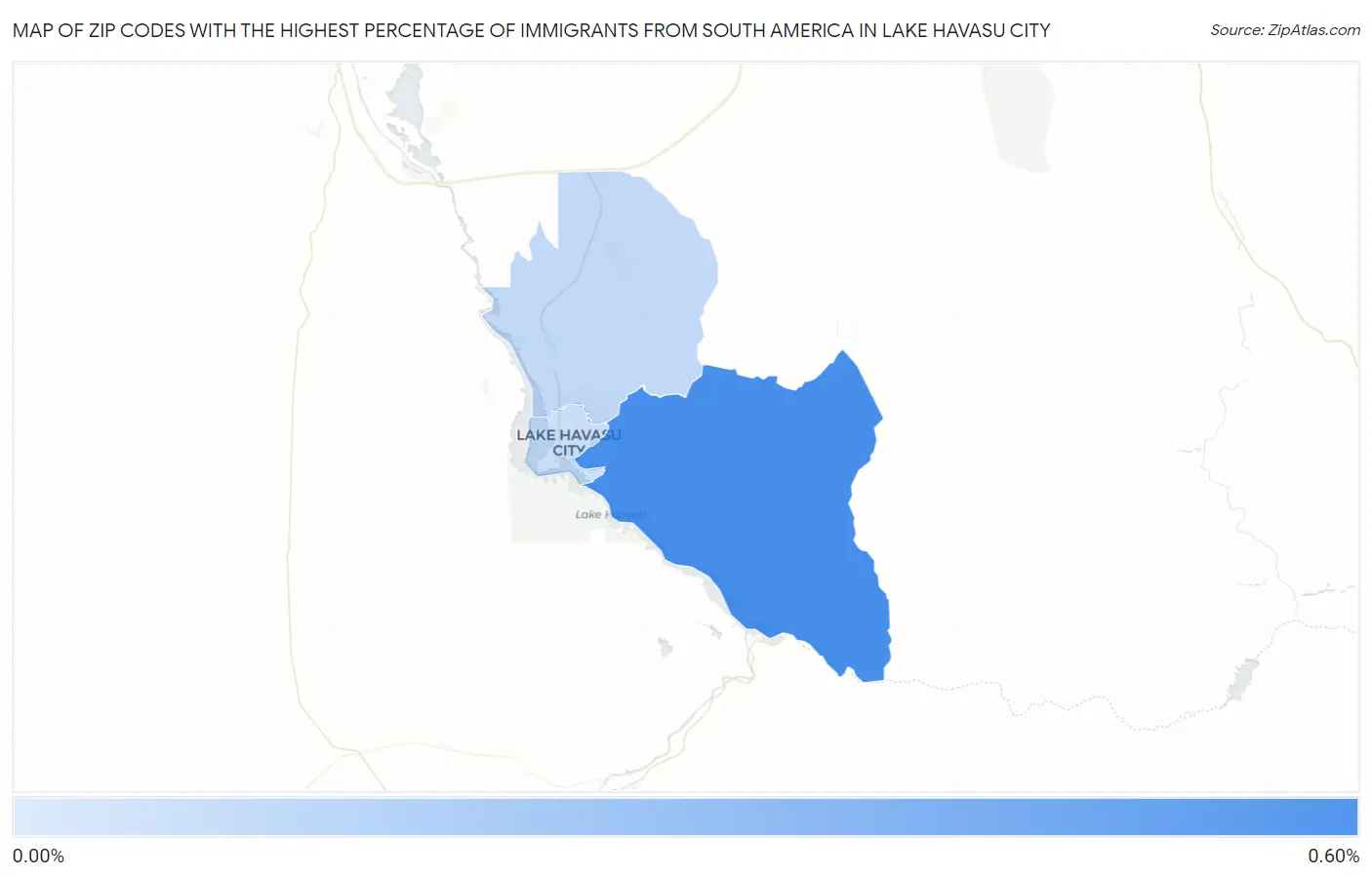 Zip Codes with the Highest Percentage of Immigrants from South America in Lake Havasu City Map