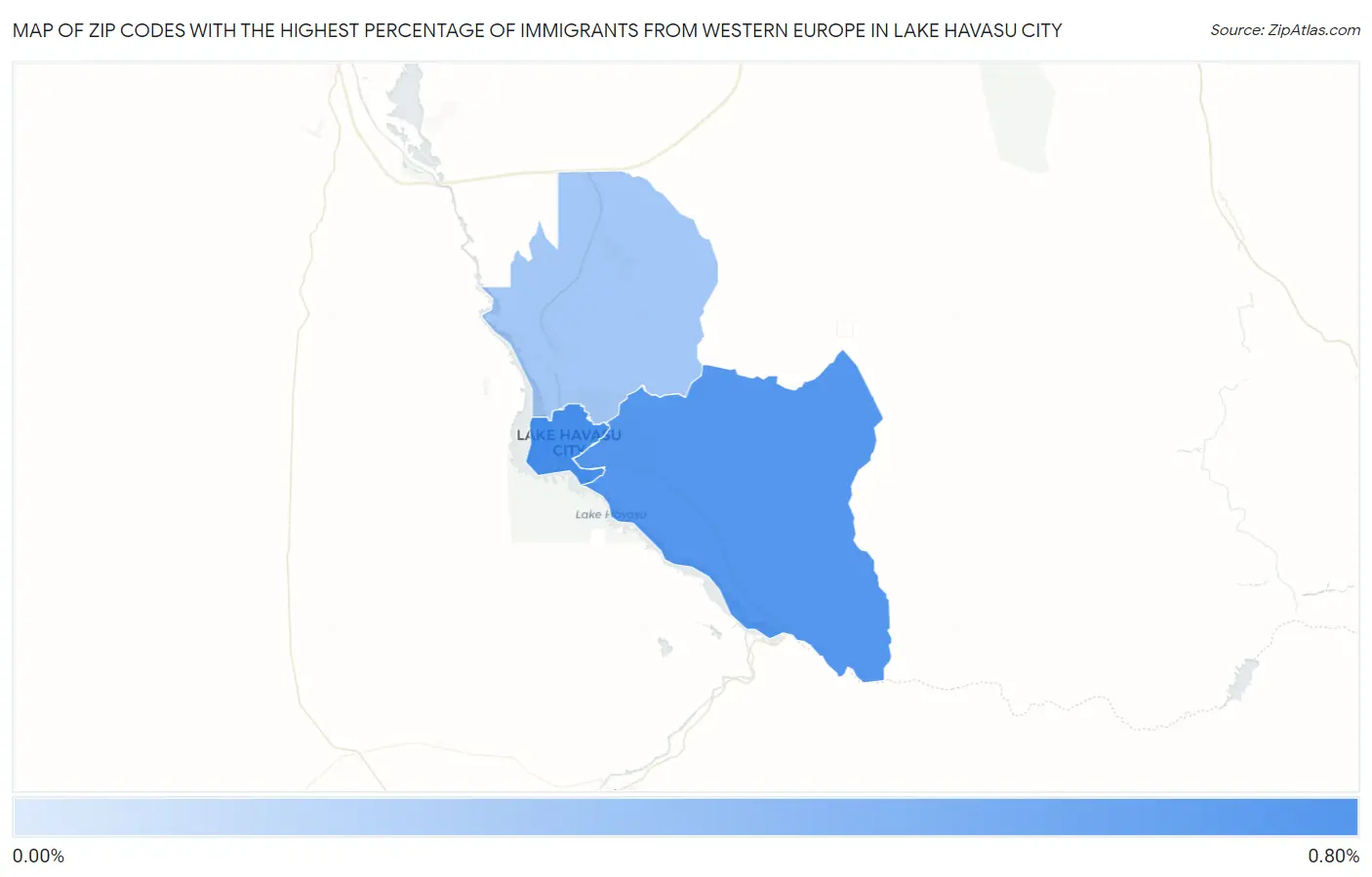 Zip Codes with the Highest Percentage of Immigrants from Western Europe in Lake Havasu City Map