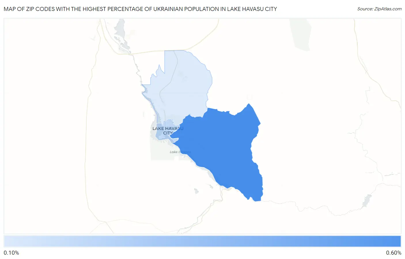 Zip Codes with the Highest Percentage of Ukrainian Population in Lake Havasu City Map