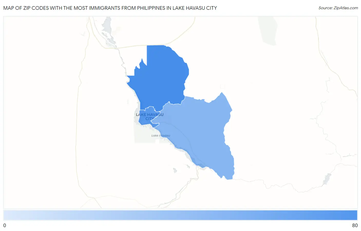 Zip Codes with the Most Immigrants from Philippines in Lake Havasu City Map