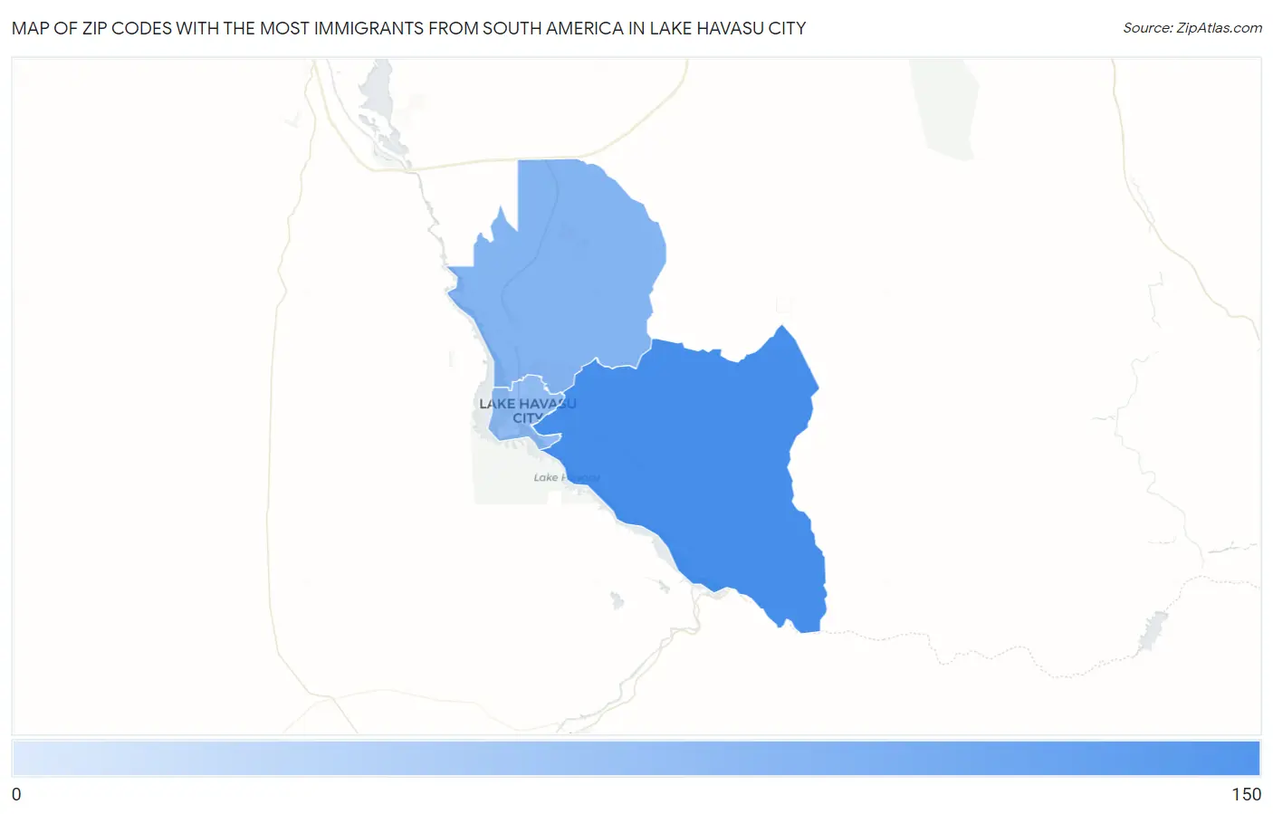 Zip Codes with the Most Immigrants from South America in Lake Havasu City Map