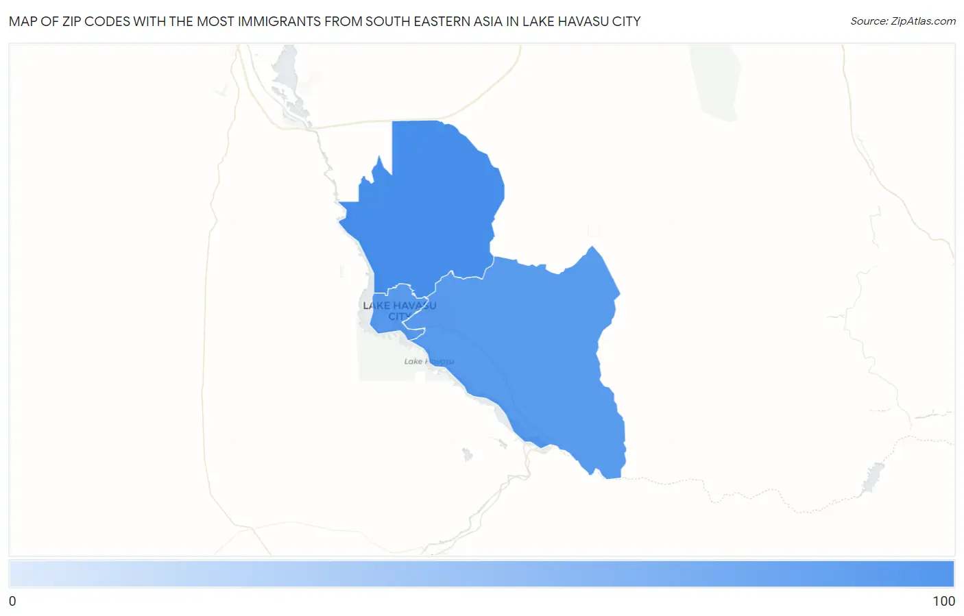 Zip Codes with the Most Immigrants from South Eastern Asia in Lake Havasu City Map