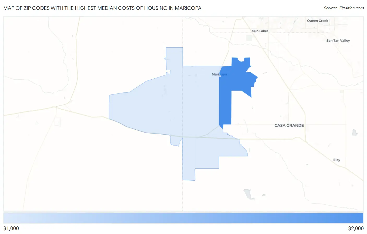 Zip Codes with the Highest Median Costs of Housing in Maricopa Map