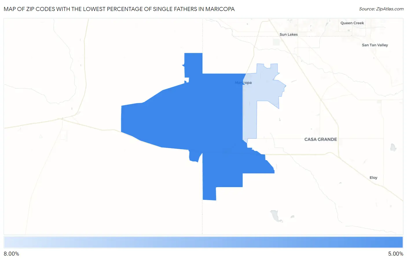 Zip Codes with the Lowest Percentage of Single Fathers in Maricopa Map