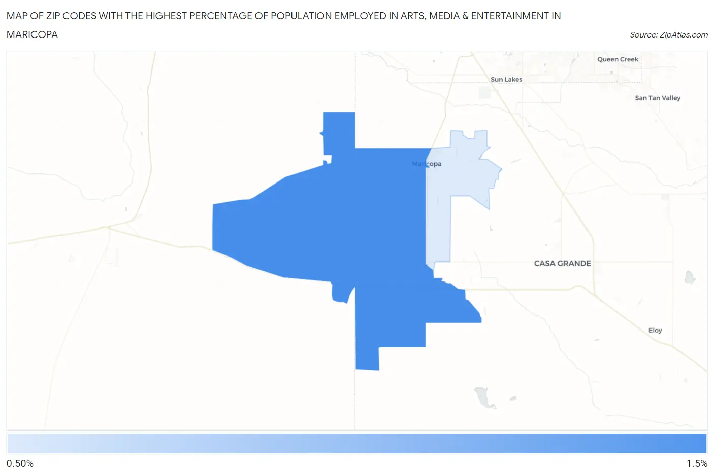 Zip Codes with the Highest Percentage of Population Employed in Arts, Media & Entertainment in Maricopa Map