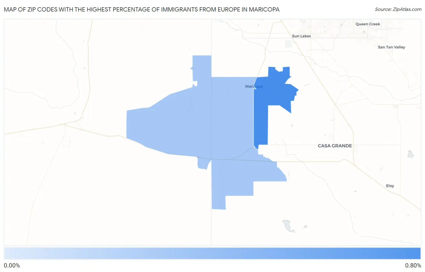Zip Codes with the Highest Percentage of Immigrants from Europe in Maricopa Map