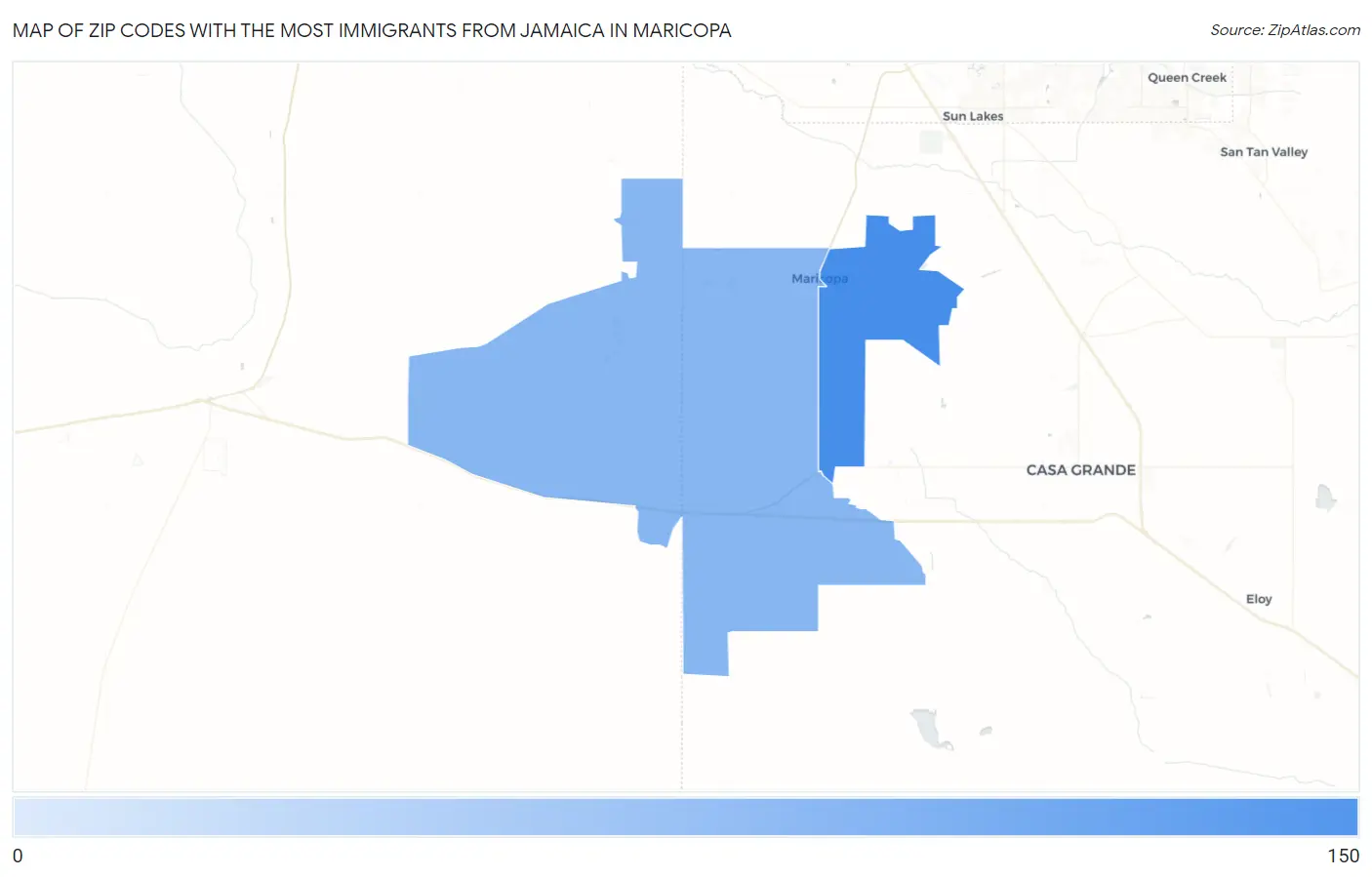 Zip Codes with the Most Immigrants from Jamaica in Maricopa Map