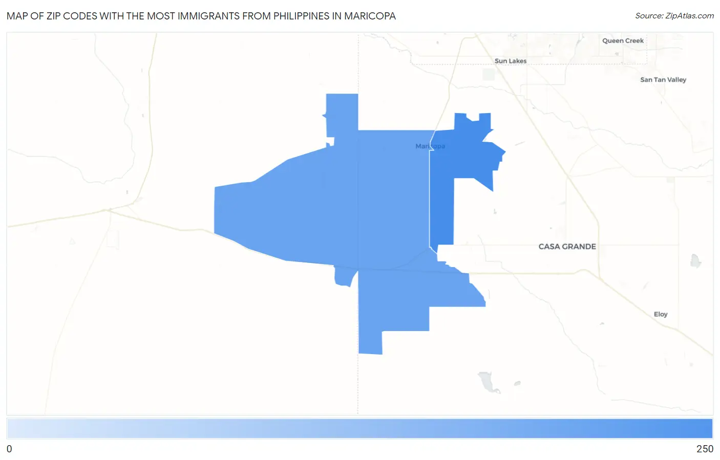Zip Codes with the Most Immigrants from Philippines in Maricopa Map
