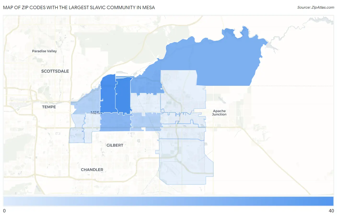 Zip Codes with the Largest Slavic Community in Mesa Map