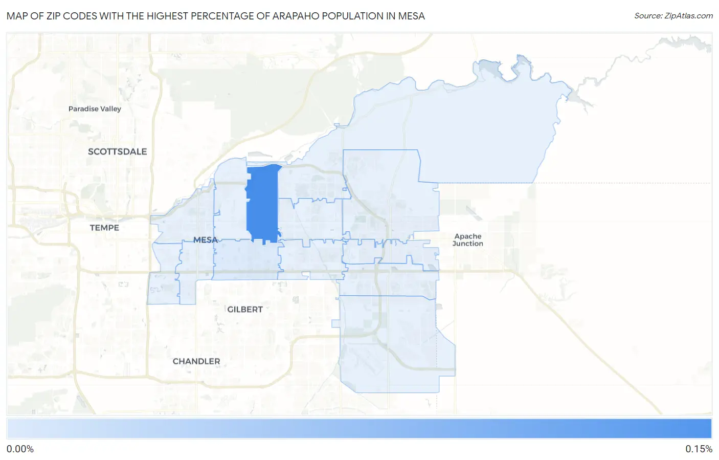 Zip Codes with the Highest Percentage of Arapaho Population in Mesa Map