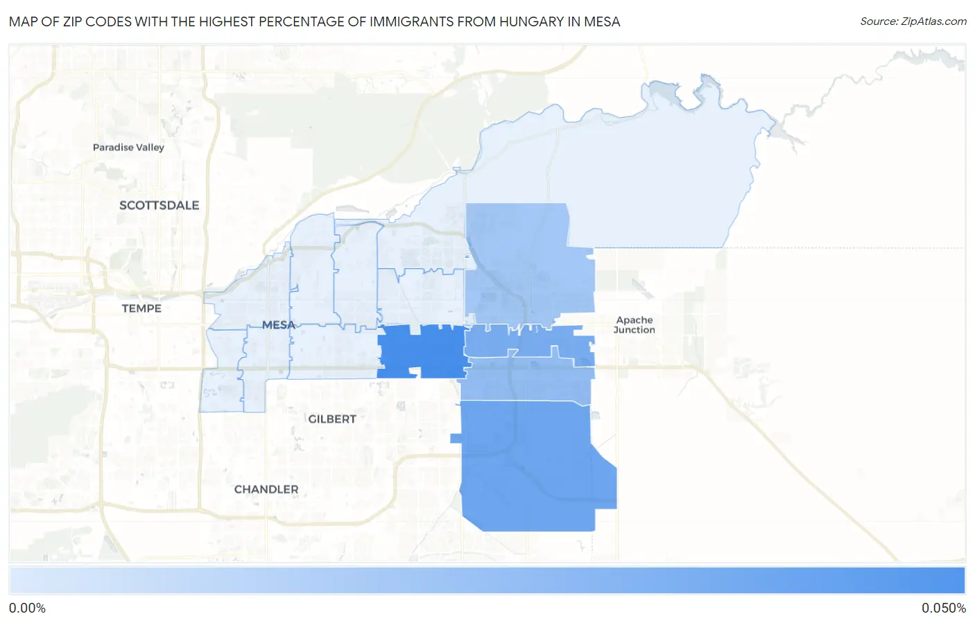 Zip Codes with the Highest Percentage of Immigrants from Hungary in Mesa Map