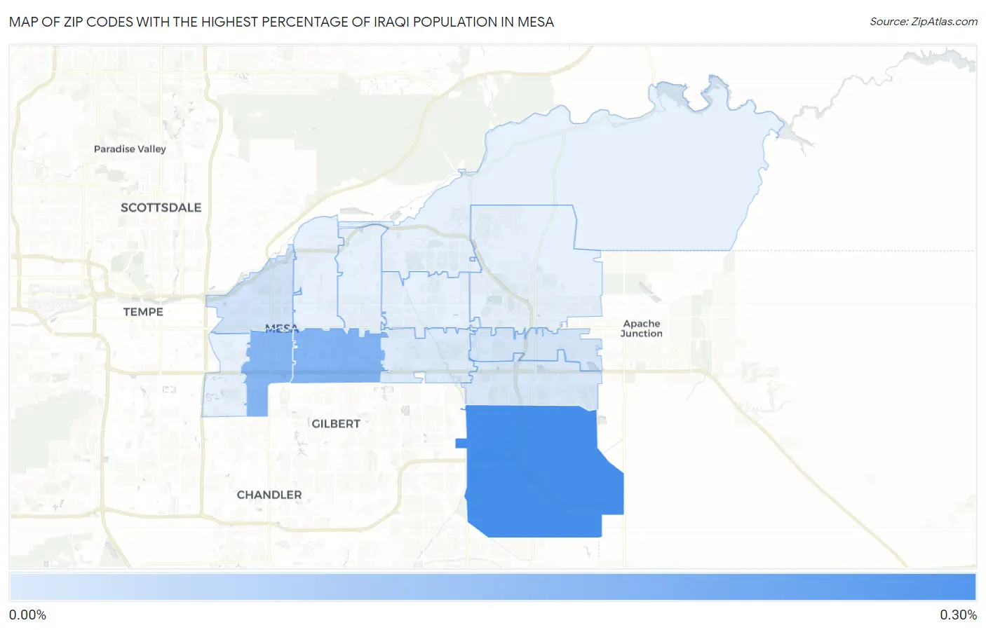 Zip Codes with the Highest Percentage of Iraqi Population in Mesa Map