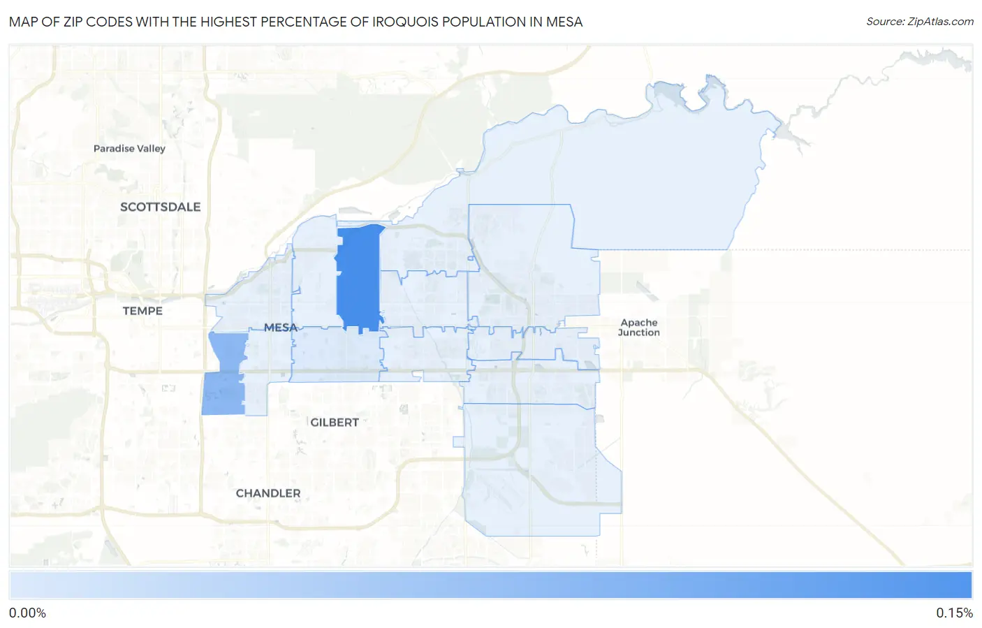 Zip Codes with the Highest Percentage of Iroquois Population in Mesa Map