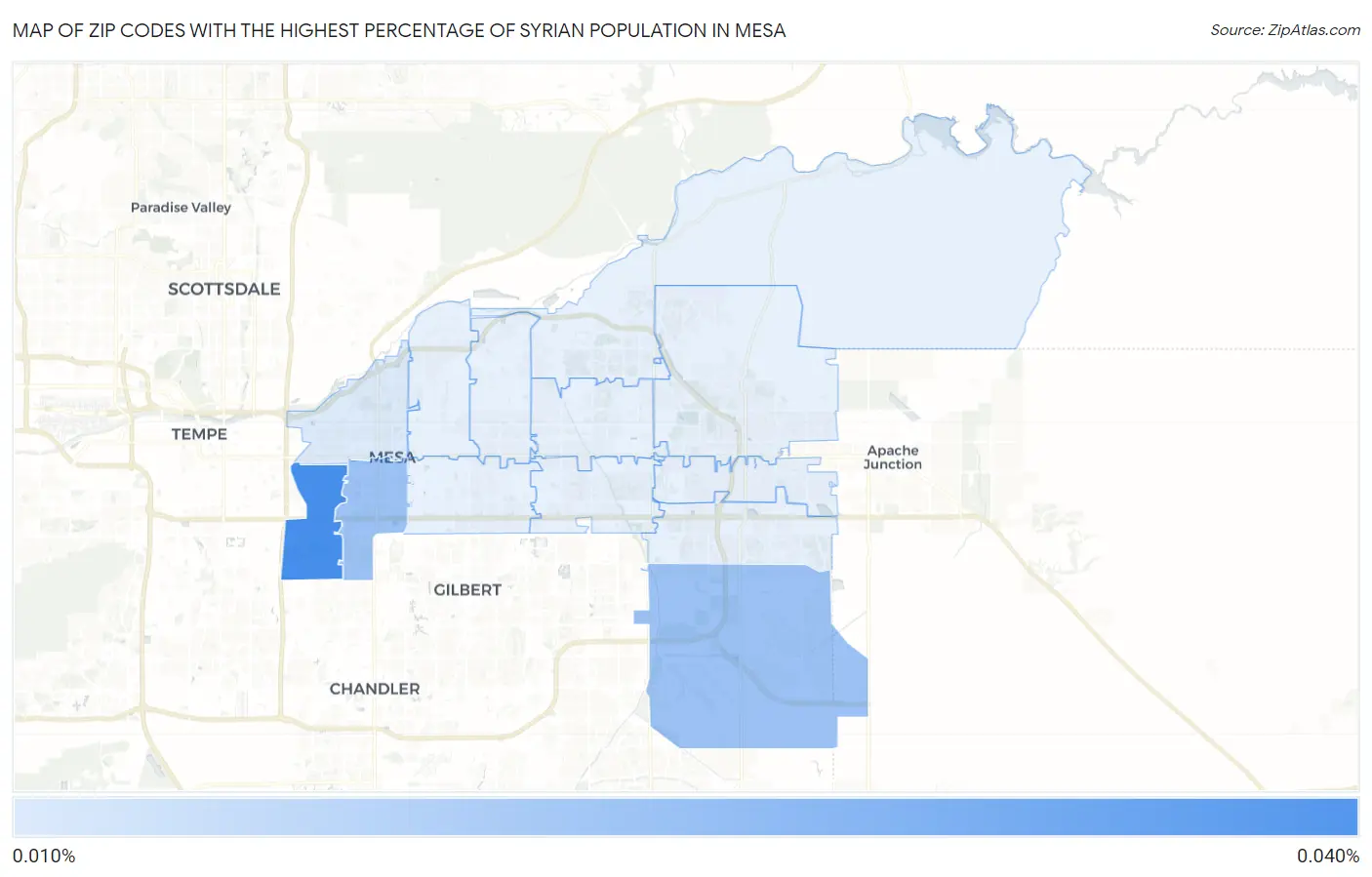 Zip Codes with the Highest Percentage of Syrian Population in Mesa Map