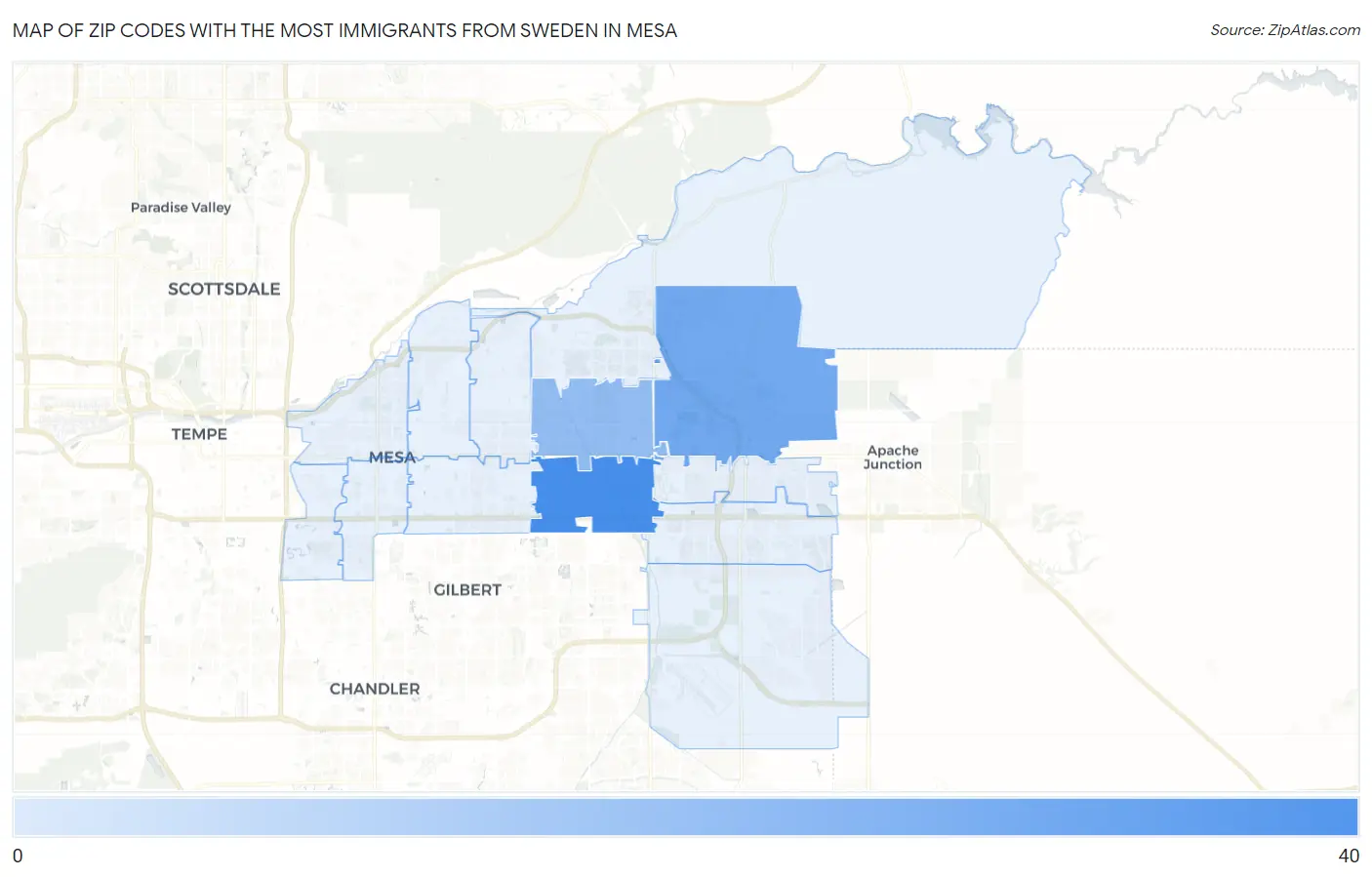 Zip Codes with the Most Immigrants from Sweden in Mesa Map