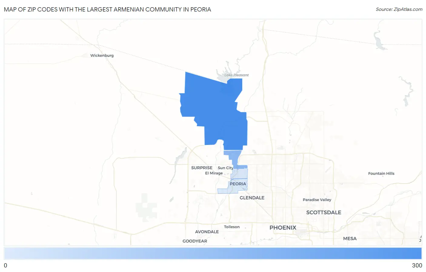 Zip Codes with the Largest Armenian Community in Peoria Map
