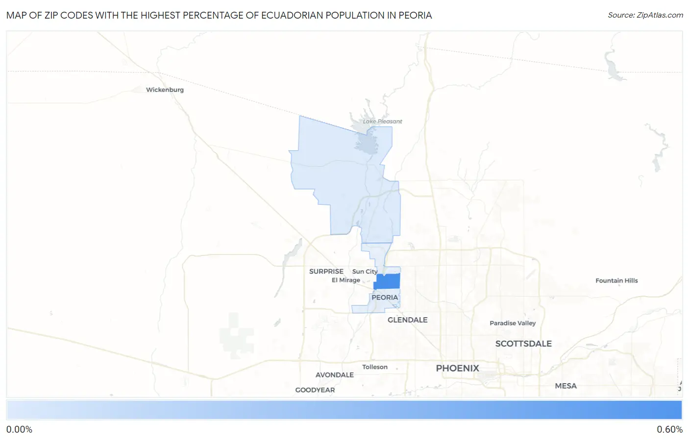 Zip Codes with the Highest Percentage of Ecuadorian Population in Peoria Map