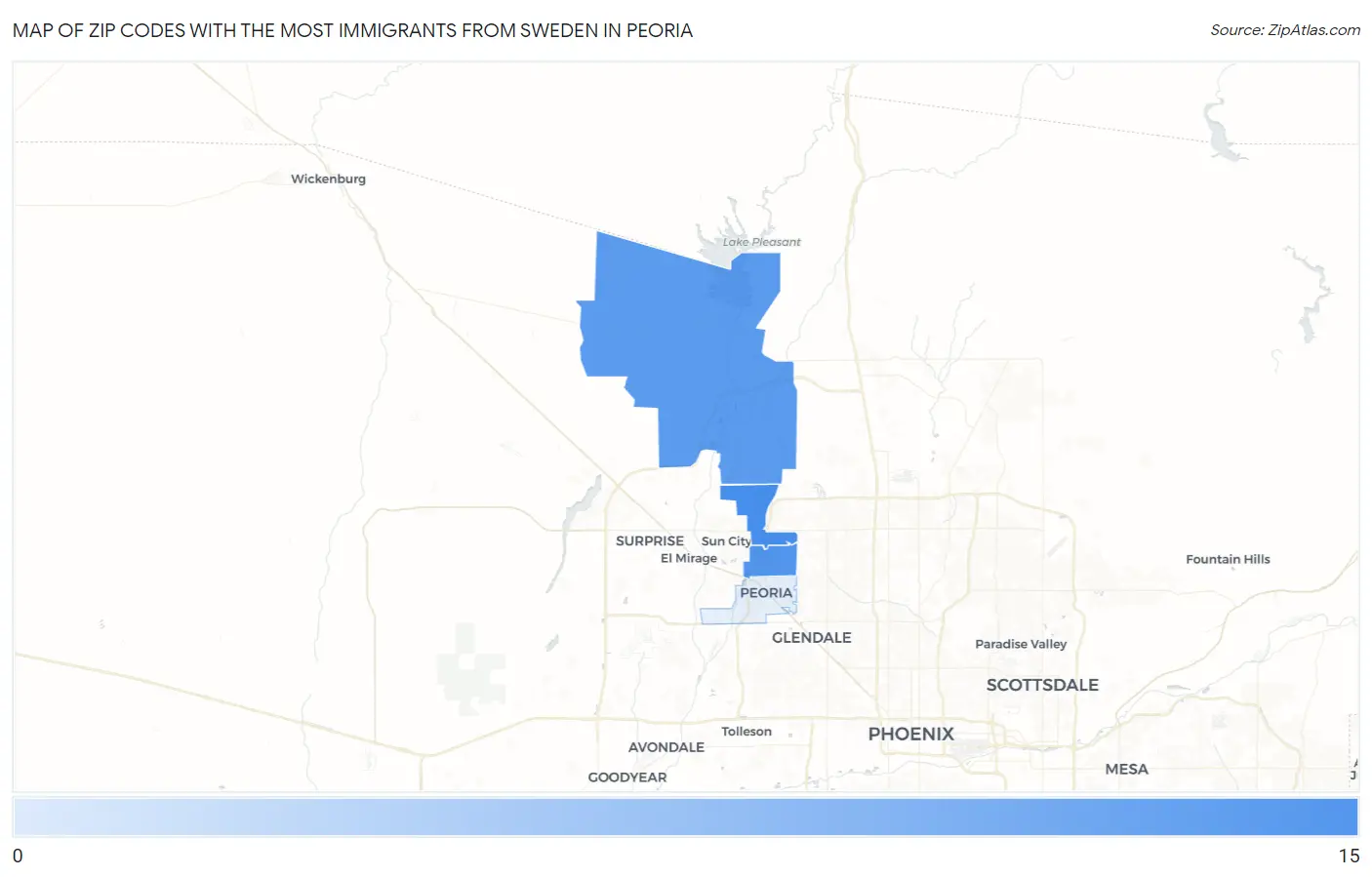Zip Codes with the Most Immigrants from Sweden in Peoria Map