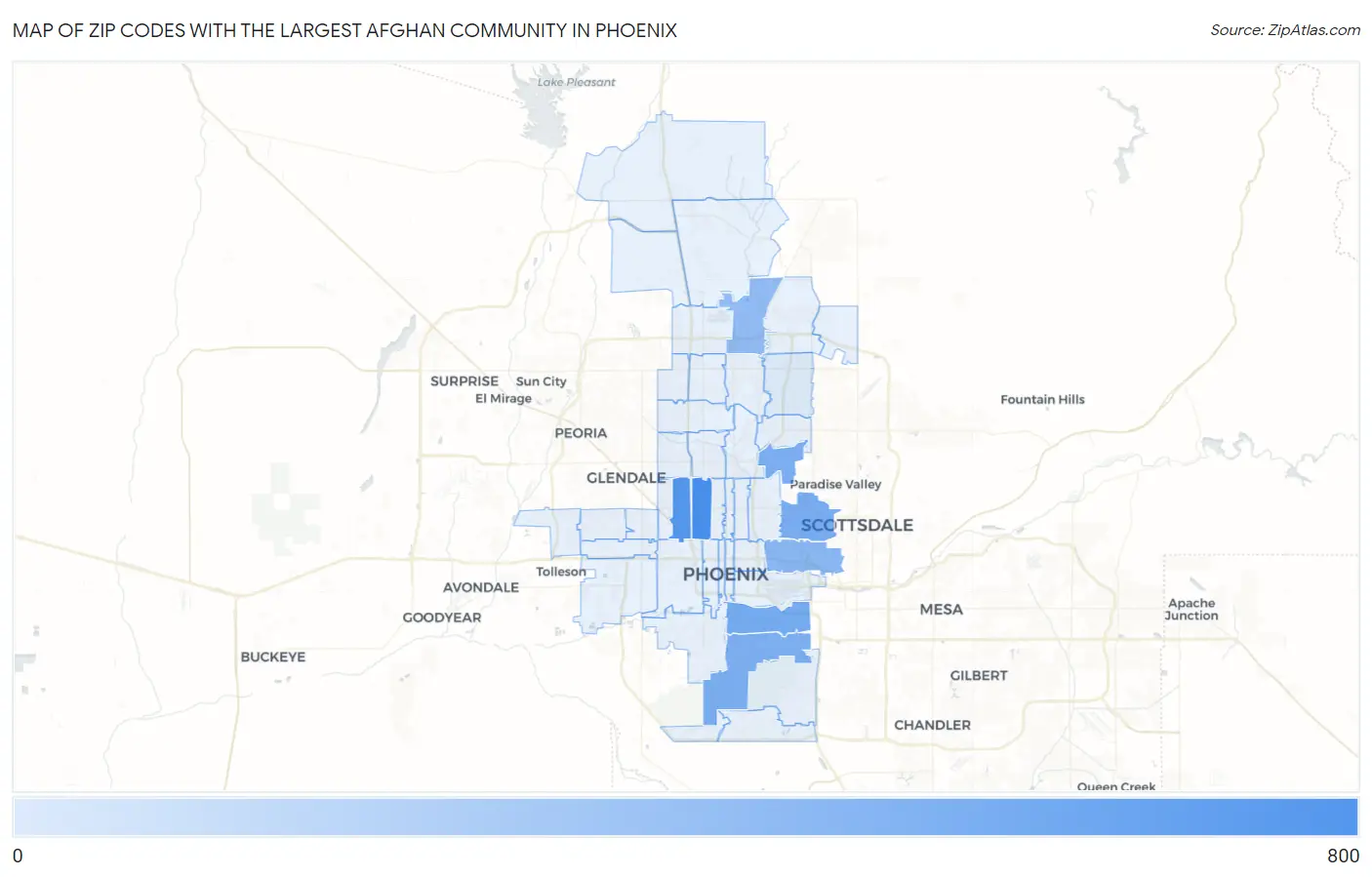 Zip Codes with the Largest Afghan Community in Phoenix Map