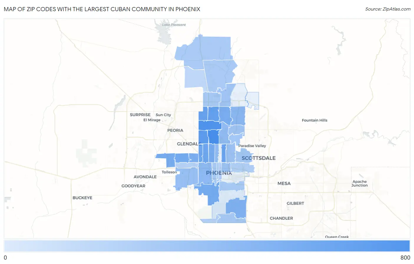 Zip Codes with the Largest Cuban Community in Phoenix Map