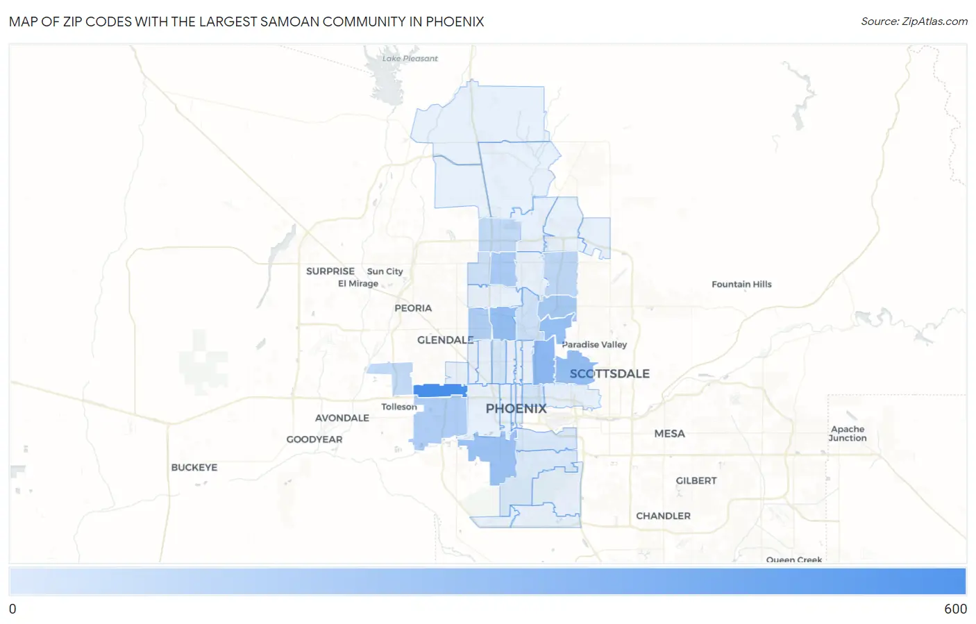 Zip Codes with the Largest Samoan Community in Phoenix Map