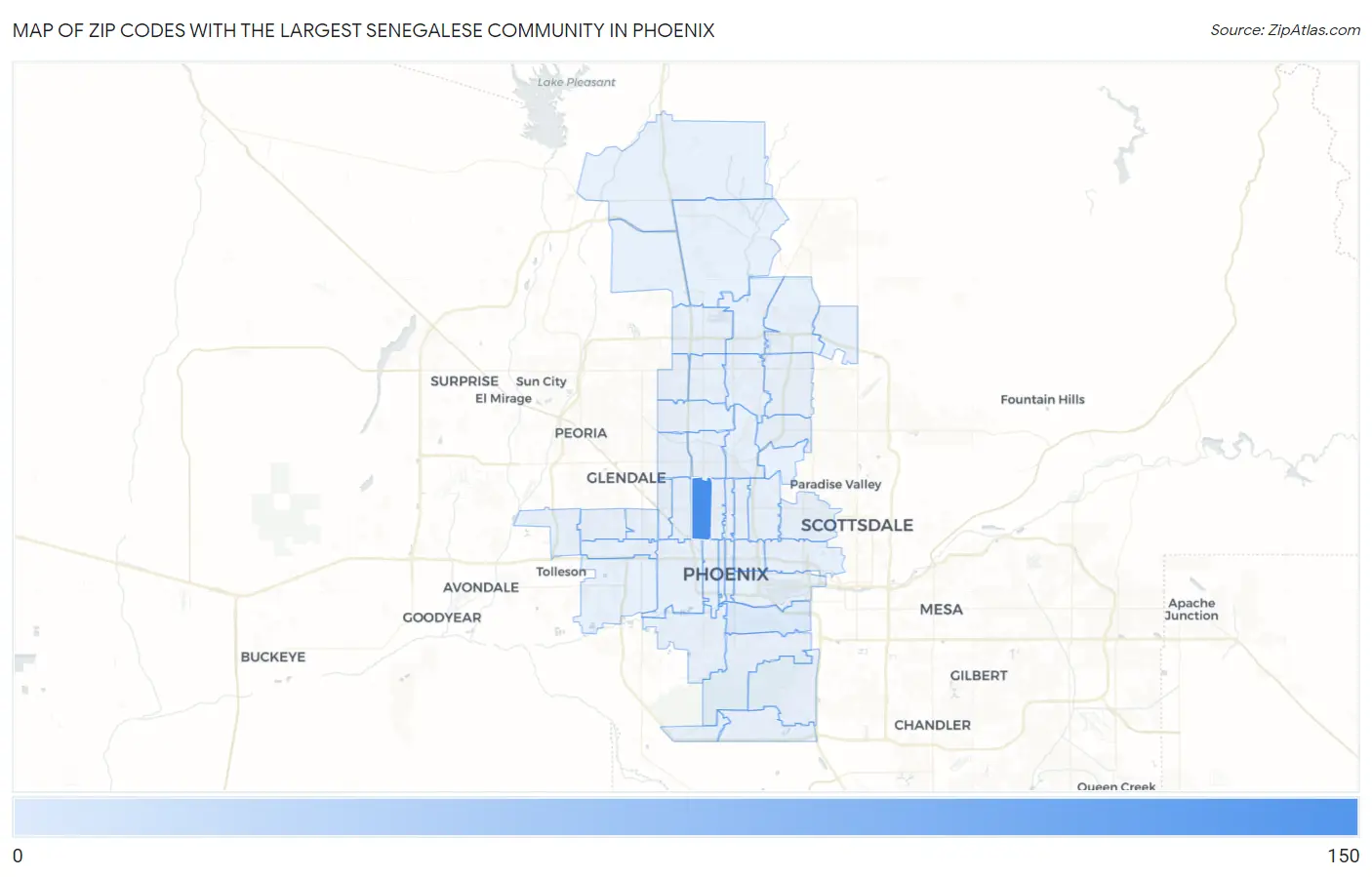 Zip Codes with the Largest Senegalese Community in Phoenix Map