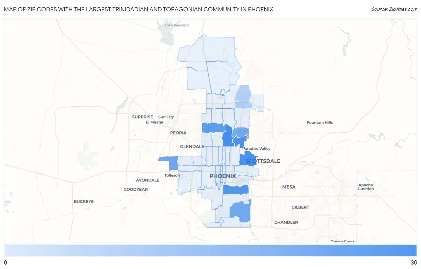 Zip Codes with the Largest Trinidadian and Tobagonian Community in Phoenix Map