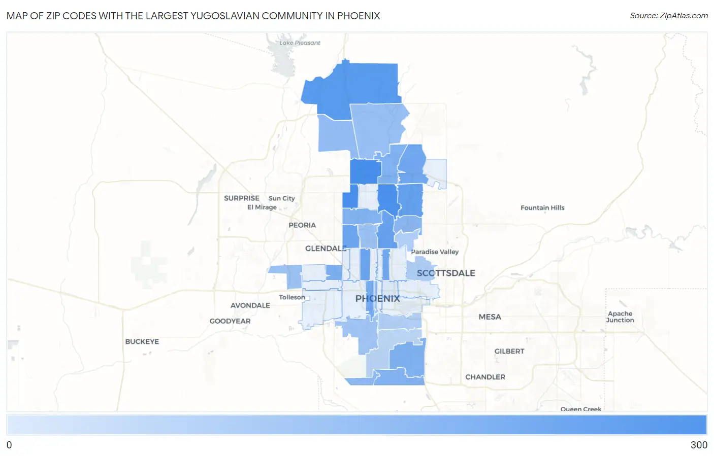 Zip Codes with the Largest Yugoslavian Community in Phoenix Map