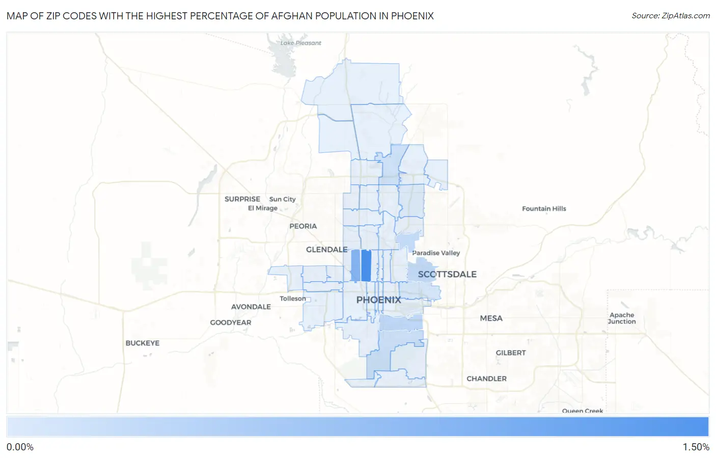 Zip Codes with the Highest Percentage of Afghan Population in Phoenix Map