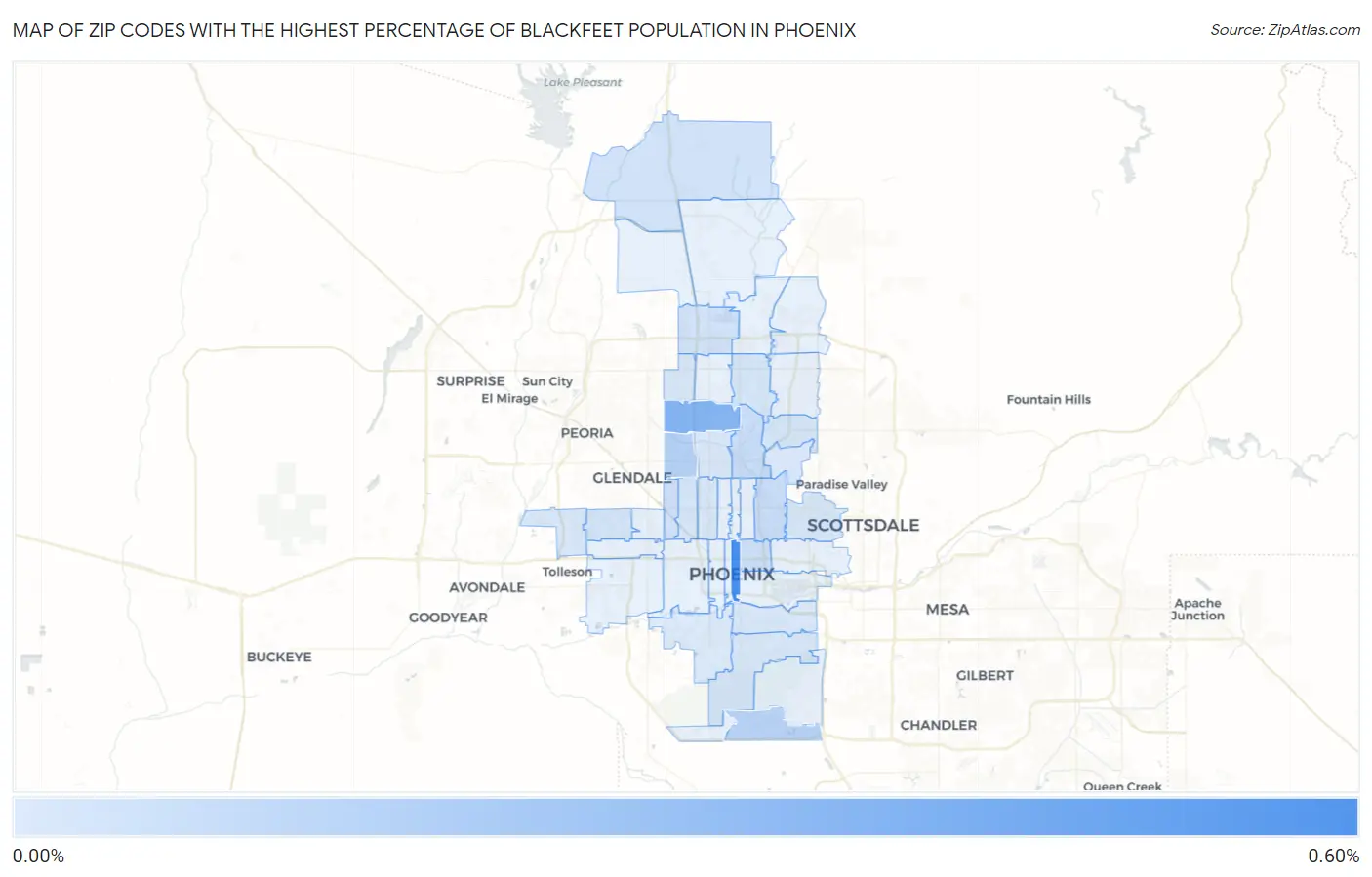 Zip Codes with the Highest Percentage of Blackfeet Population in Phoenix Map